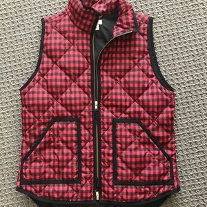J.crew quilted puffer vest red/black